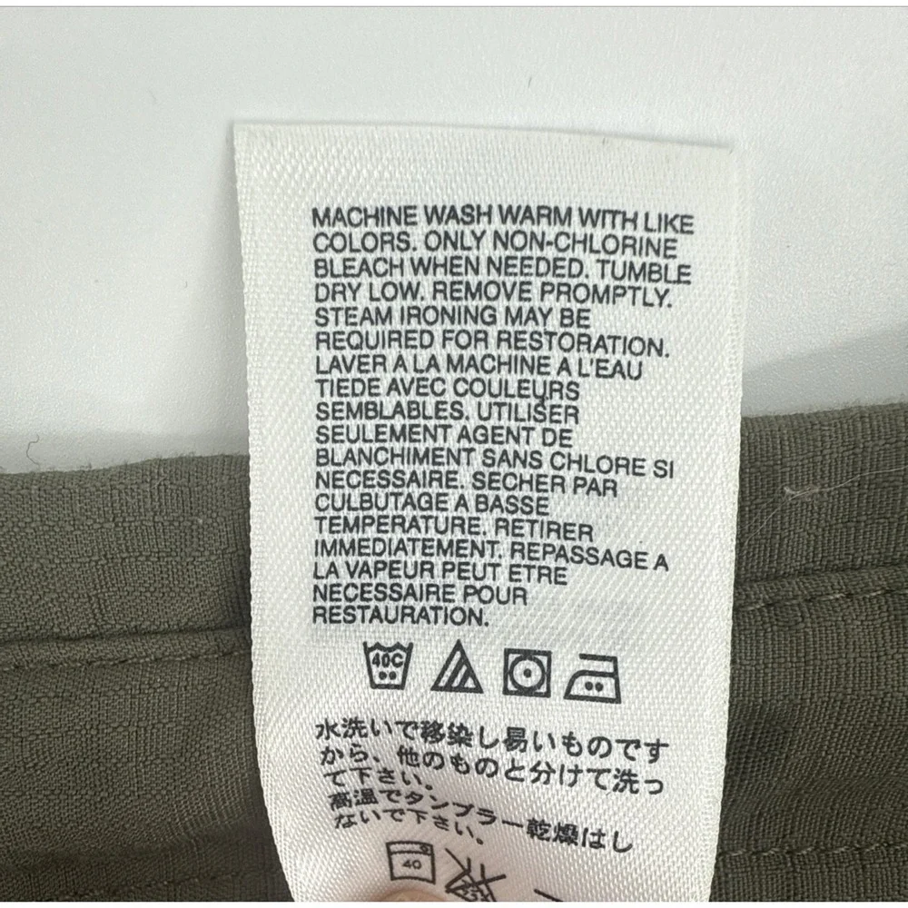 The North Face Shirt Men L Army Green Nylon Vented Hiking Fishing Zip Pocket